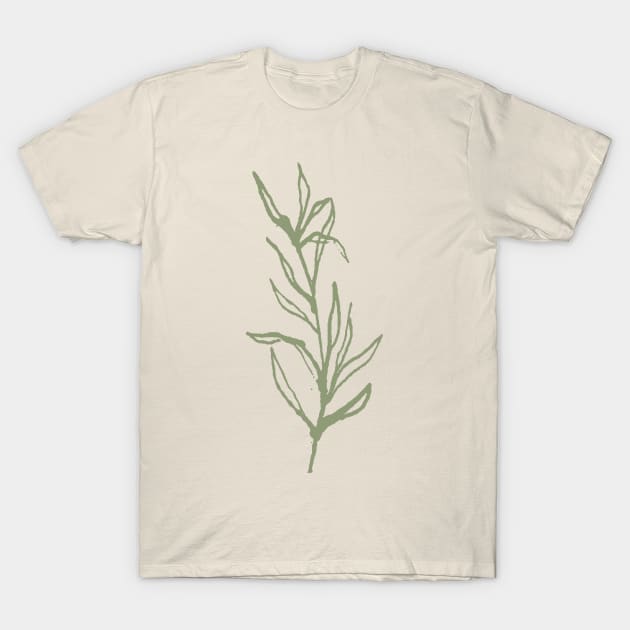 Minimal Sprig Branch Herb T-Shirt by Rebelform